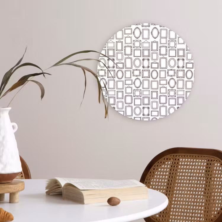 Lijsten - Patroon - Decoratie - Schets - Zwart-wit Wandcirkel kunststof plaat 5mm dik klein -sfeer4