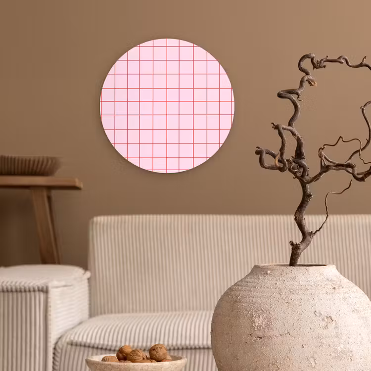 Raster - Patroon - Roze Wandcirkel kunststof plaat 5mm dik klein 188 -sfeer1