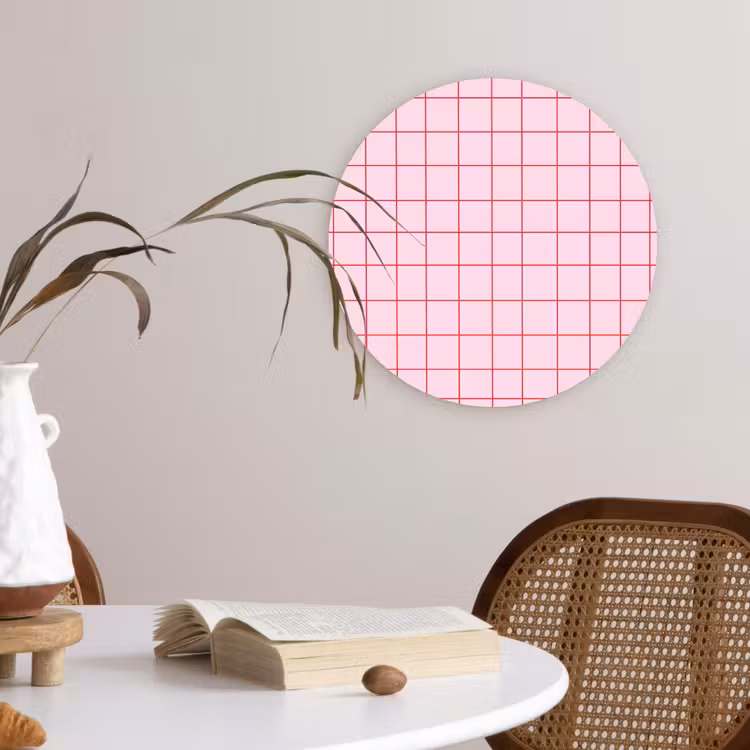 Raster - Patroon - Roze Wandcirkel kunststof plaat 5mm dik klein 188 -sfeer4