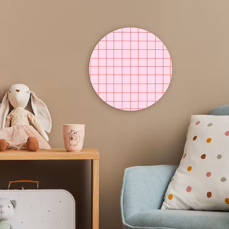 Raster - Patroon - Roze Wandcirkel kunststof plaat 5mm dik klein 188 -tsfeer1_kind