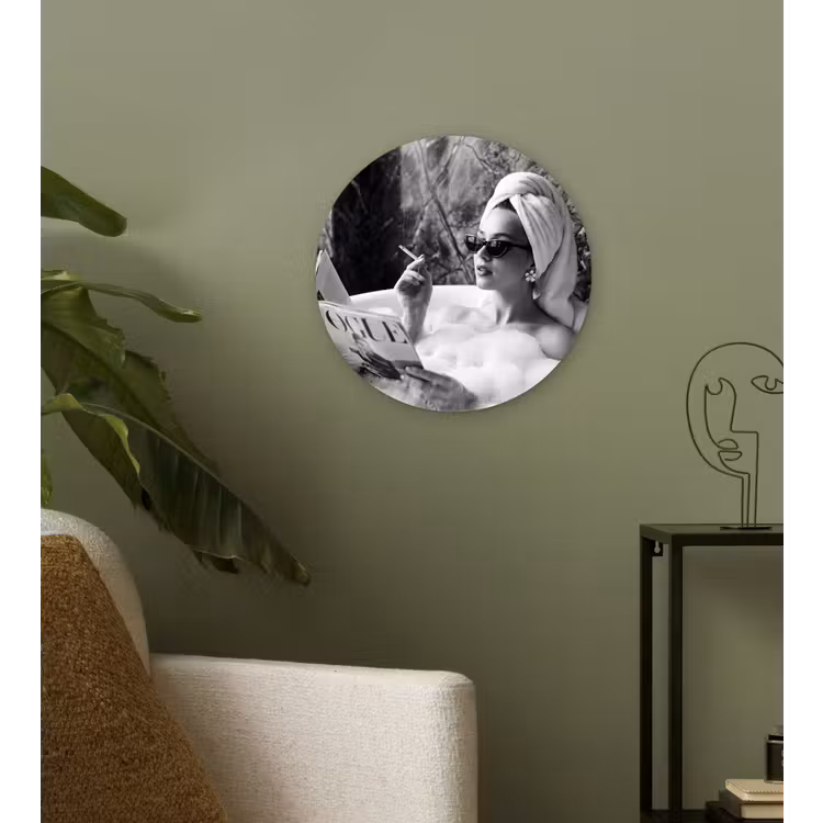 Relaxt - Bad - Zwart - Wit Wandcirkel kunststof plaat 5mm dik klein -sfeer3