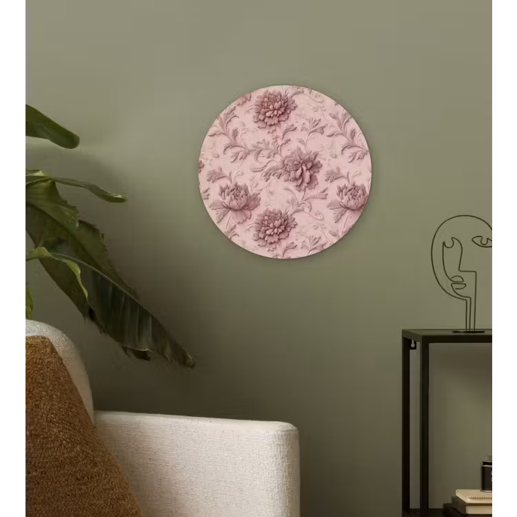 Reliëf - Pioenrozen - Roze Wandcirkel kunststof plaat 5mm dik klein 188 -sfeer3