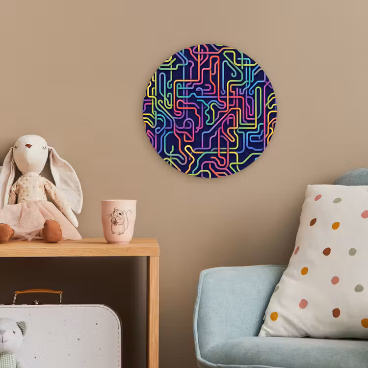 Retro - Abstract - Neon Wandcirkel kunststof plaat 5mm dik klein -tsfeer1_kind
