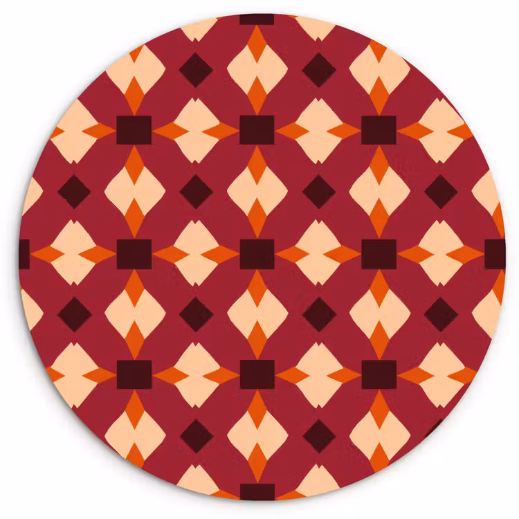Retro - Patroon - Kleurrijk Wandcirkel kunststof plaat 5mm dik klein 188 -3d