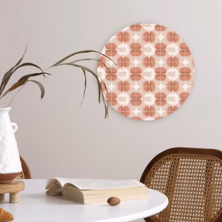 Retro - Klassiek - Roze Wandcirkel kunststof plaat 5mm dik klein 188 -sfeer4