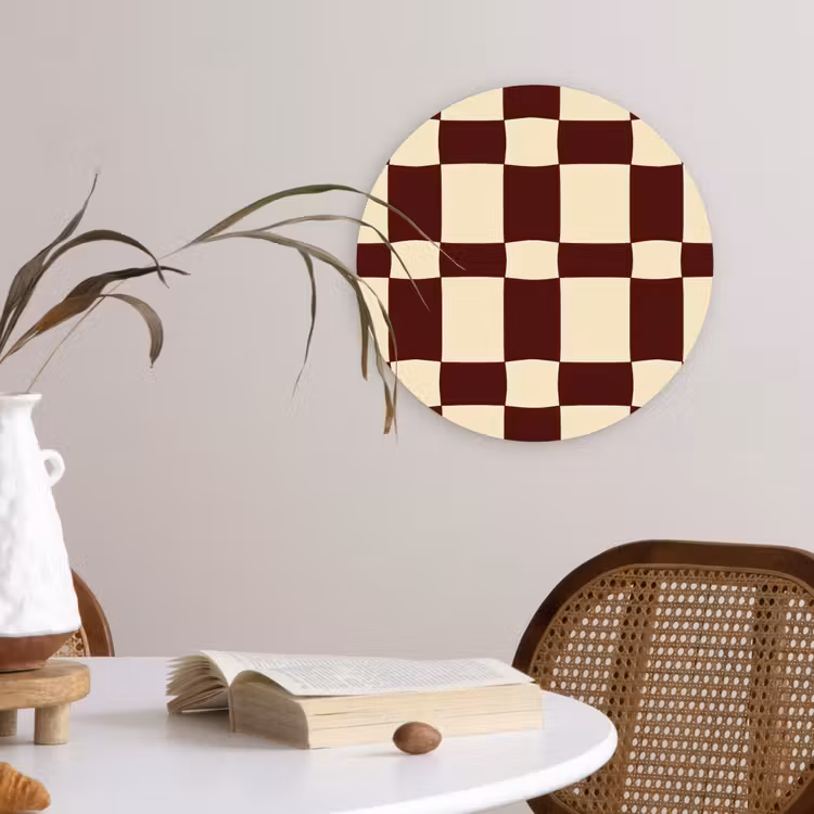 Retro - Patroon - Bruin Wandcirkel kunststof plaat 5mm dik klein 188 -sfeer4