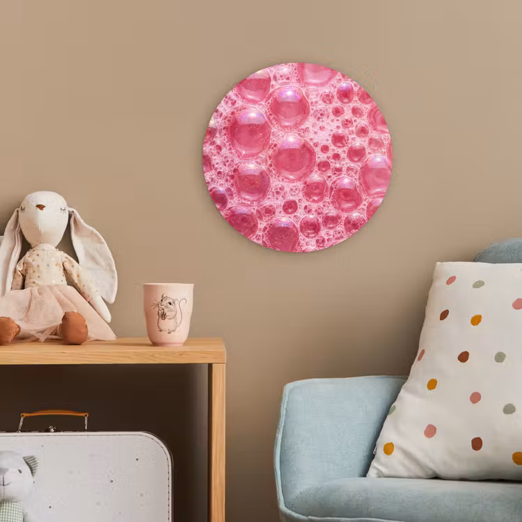 Roze - Schuim - Bubbels Wandcirkel kunststof plaat 5mm dik klein -tsfeer1_kind