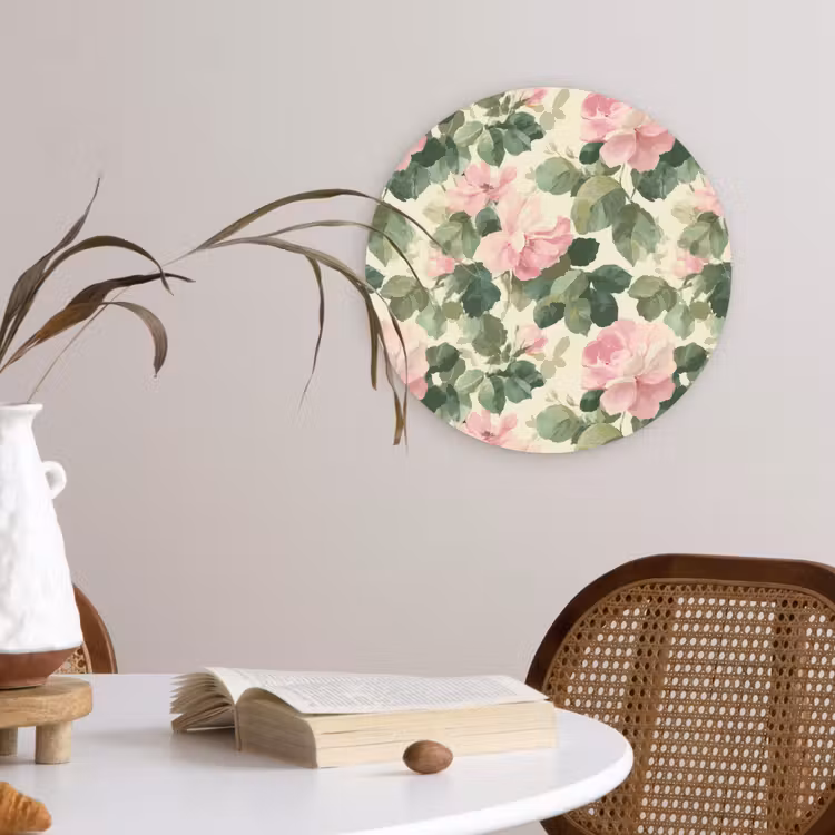 Rozen - Botanisch - Roze Wandcirkel kunststof plaat 5mm dik klein 188 -sfeer4