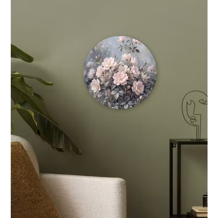 Rozen - Illustratie - Roze Wandcirkel kunststof plaat 5mm dik klein -sfeer3