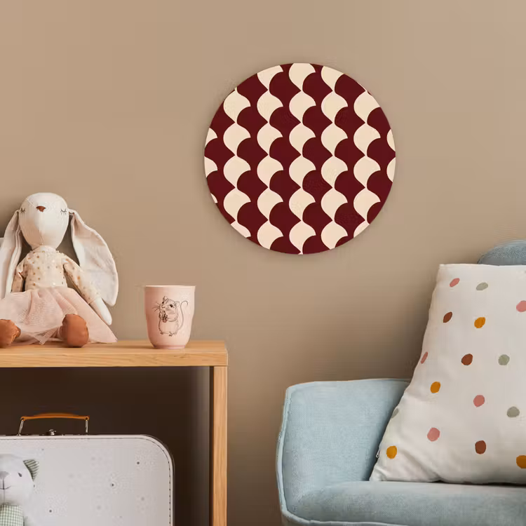Rood - Tegelpatroon - Crème Wandcirkel kunststof plaat 5mm dik klein 188 -tsfeer1_kind