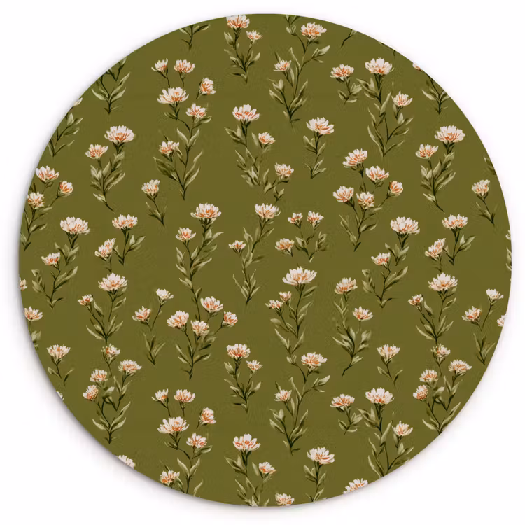 Landelijk - Bloemen -  Groen Wandcirkel kunststof plaat 5mm dik klein 188 -3d
