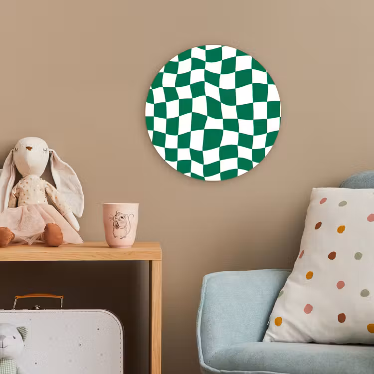 Schaakbord - Golvend - Groen Wandcirkel kunststof plaat 5mm dik klein 188 -tsfeer1_kind