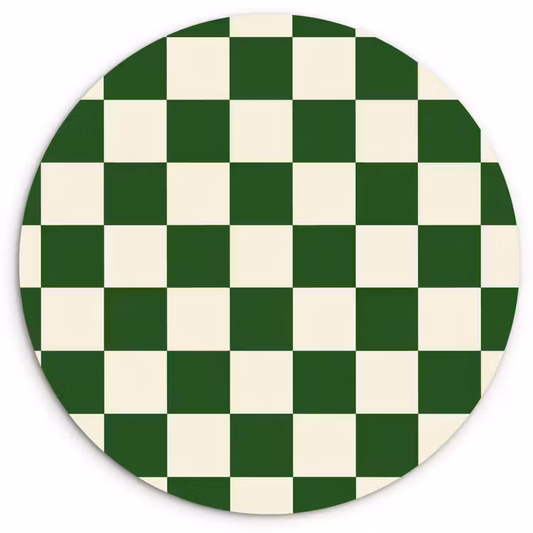 Schaakbord - Patroon - Groen Wandcirkel kunststof plaat 5mm dik klein 188 -3d