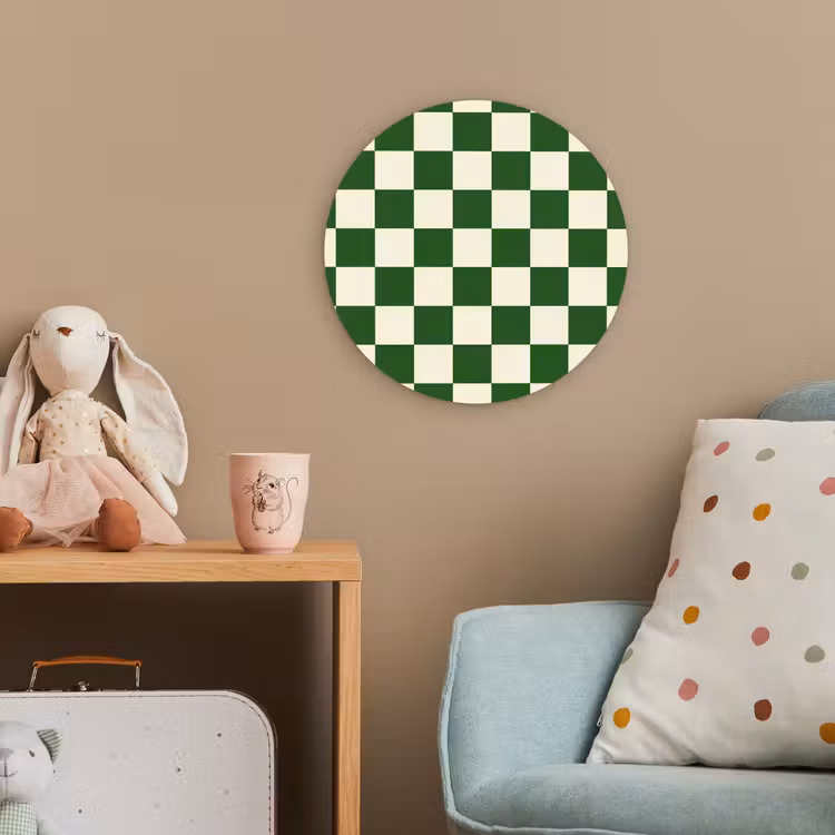 Schaakbord - Patroon - Groen Wandcirkel kunststof plaat 5mm dik klein 188 -tsfeer1_kind