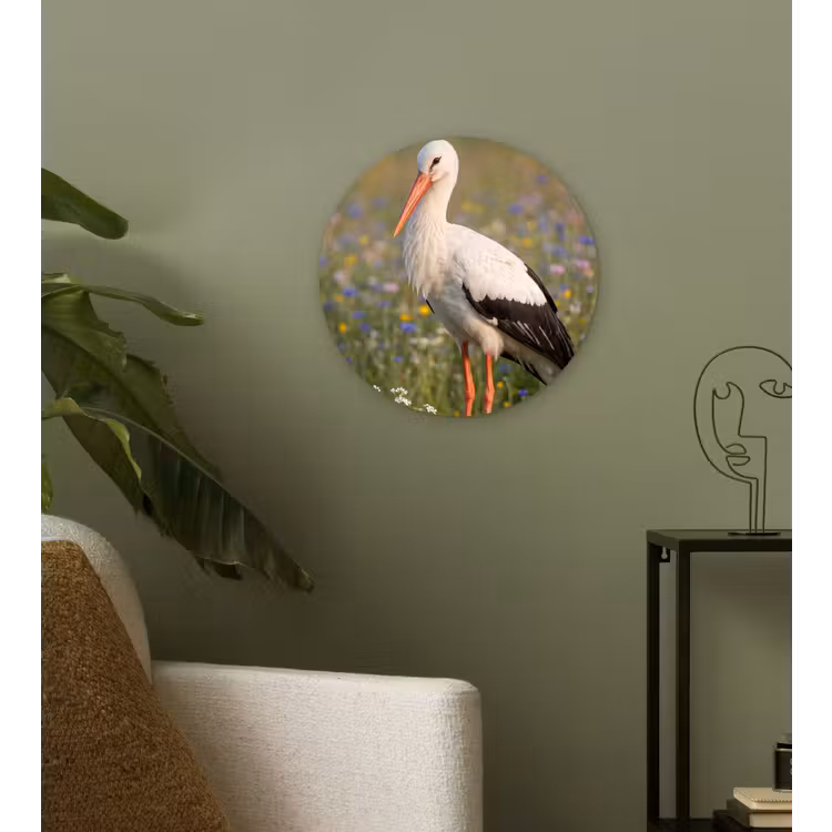 Ooienvaar - Bloemen - Weide - Kleurrijk Wandcirkel kunststof plaat 5mm dik klein -sfeer3