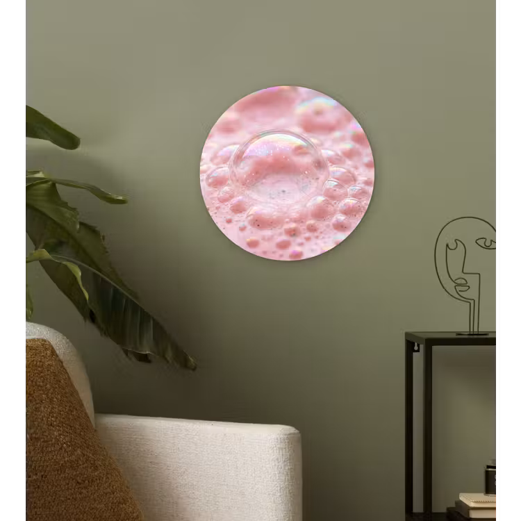Schuim - Structuur - Roze Wandcirkel kunststof plaat 5mm dik klein -sfeer3