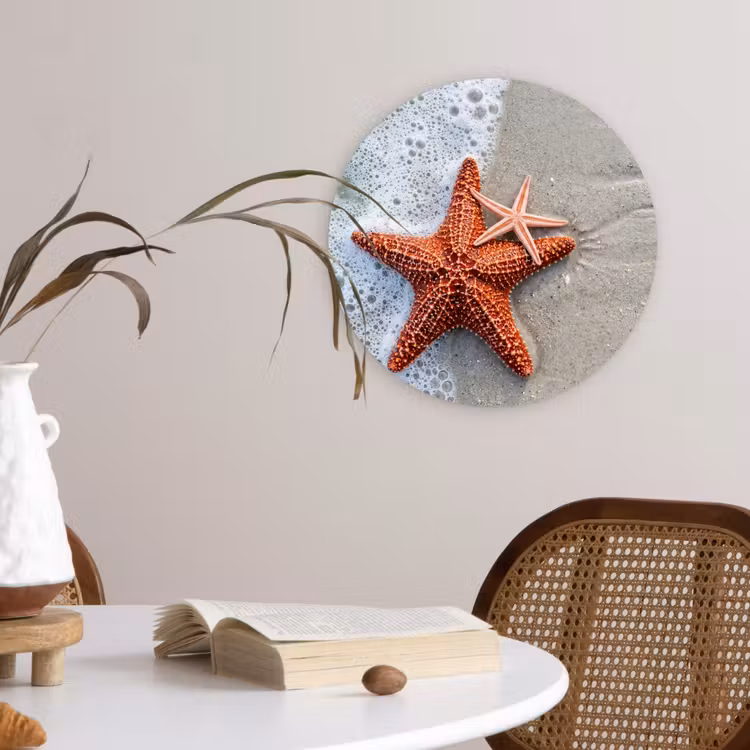 Zeester - Strand - Zee Wandcirkel kunststof plaat 5mm dik klein -sfeer4