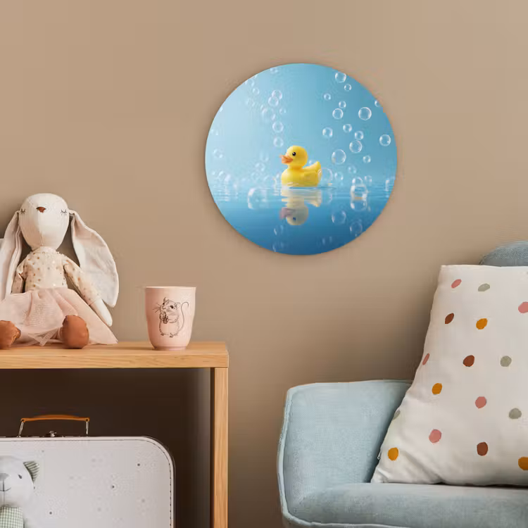 Bubbels - Badeend - Geel Wandcirkel kunststof plaat 5mm dik klein -tsfeer1_kind