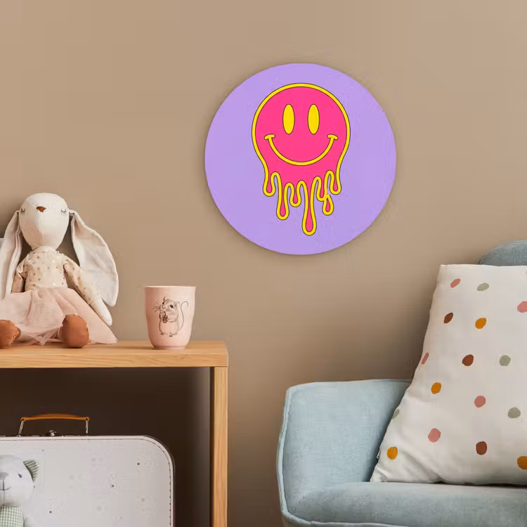 Smiley - Drip - Neon Wandcirkel kunststof plaat 5mm dik klein -tsfeer1_kind