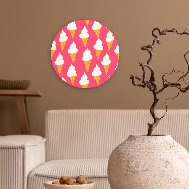 Softijs - Horentje - Roze Wandcirkel kunststof plaat 5mm dik klein 188 -sfeer1