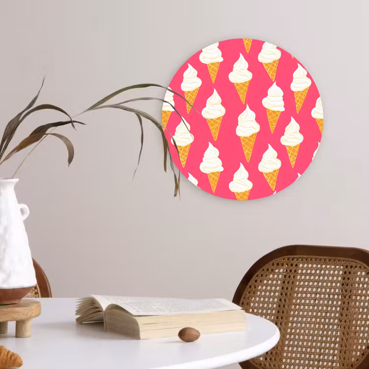 Softijs - Horentje - Roze Wandcirkel kunststof plaat 5mm dik klein 188 -sfeer4
