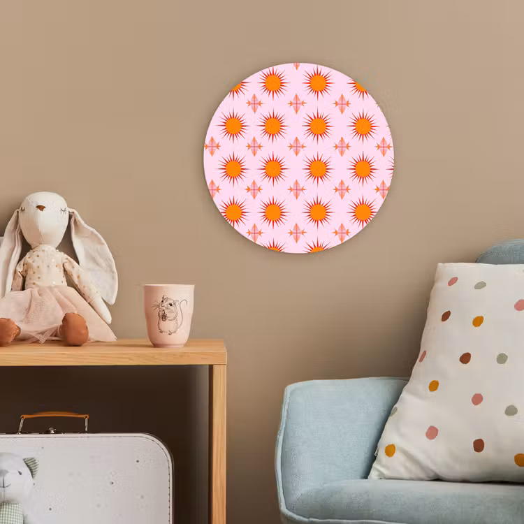Zon - Patroon - Roze Wandcirkel kunststof plaat 5mm dik klein 188 -tsfeer1_kind