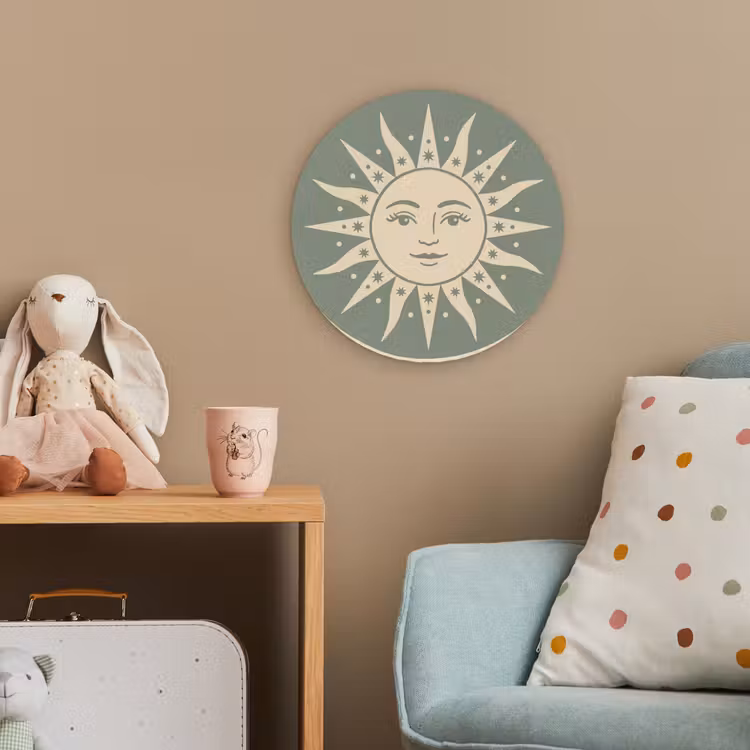 Zon - Sterren - Astrologie - Vintage - Groen Wandcirkel kunststof plaat 5mm dik klein -tsfeer1_kind