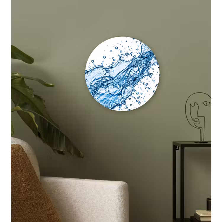 Spash - Water - Blauw Wandcirkel kunststof plaat 5mm dik klein -sfeer3