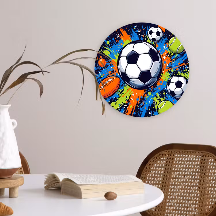 Sport - Ballen - Kleurrijk Wandcirkel kunststof plaat 5mm dik klein -sfeer4