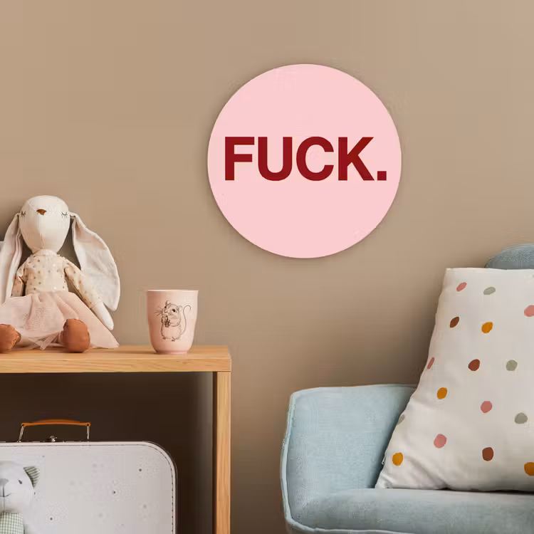 Statement - Krachtig - Roze Wandcirkel kunststof plaat 5mm dik klein -tsfeer1_kind