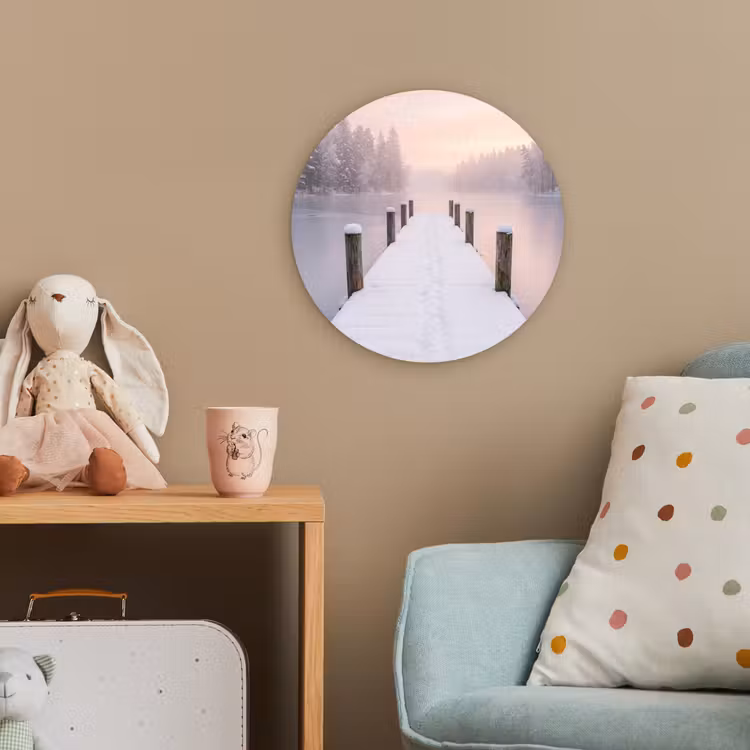 Steiger - Meer - Mist - Winter - Serene Wandcirkel kunststof plaat 5mm dik klein -tsfeer1_kind