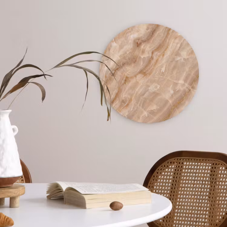 Steen - Ader - Natuur - Modern - Beige Wandcirkel kunststof plaat 5mm dik klein -sfeer4