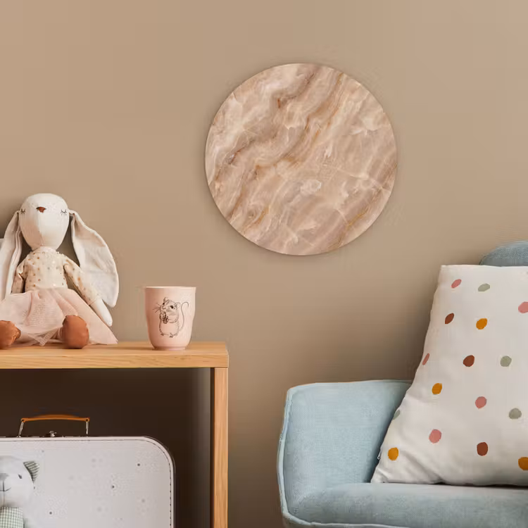 Steen - Ader - Natuur - Modern - Beige Wandcirkel kunststof plaat 5mm dik klein -tsfeer1_kind