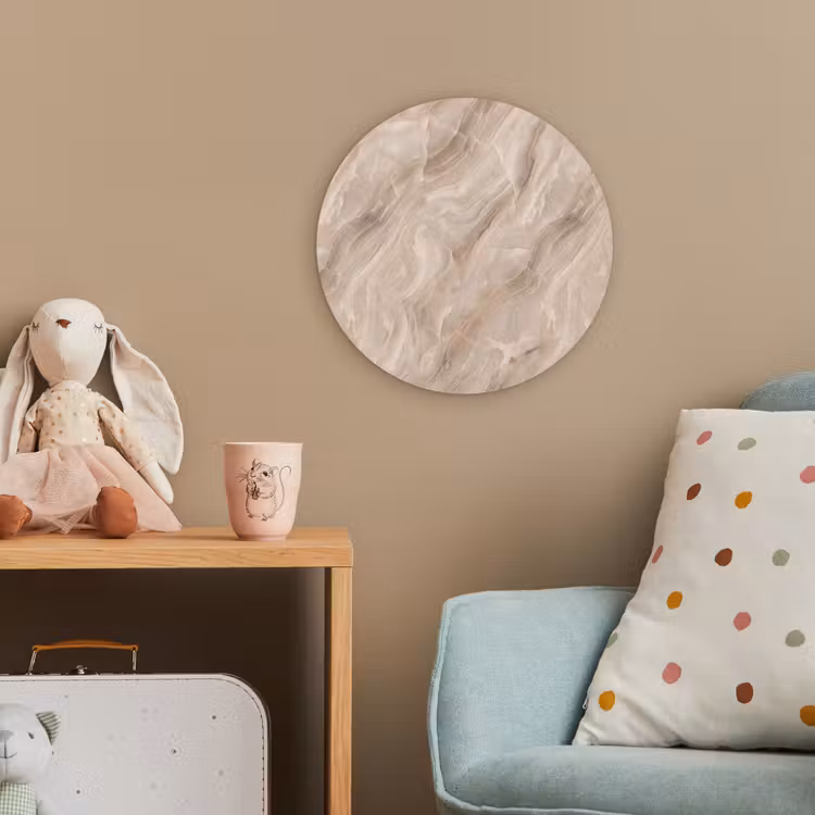 Steen - Golvend - Abstract - Beige Wandcirkel kunststof plaat 5mm dik klein -tsfeer1_kind