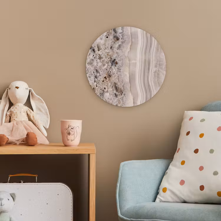 Steen - Textuur - Abstract - Beige - Wit Wandcirkel kunststof plaat 5mm dik klein -tsfeer1_kind