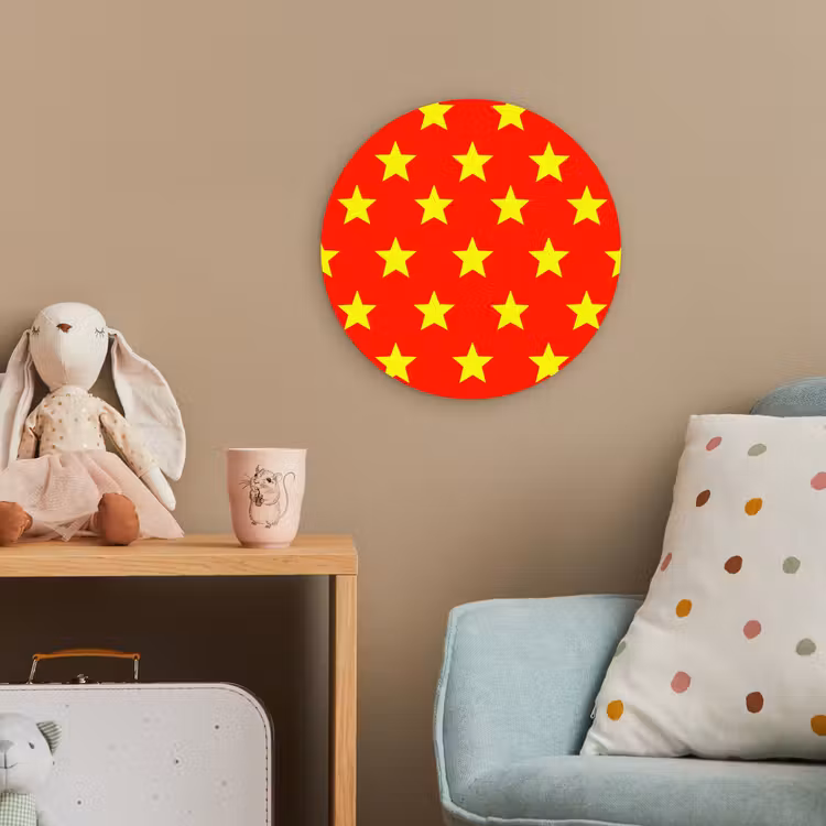 Ster - Patroon - Geel Wandcirkel kunststof plaat 5mm dik klein 188 -tsfeer1_kind