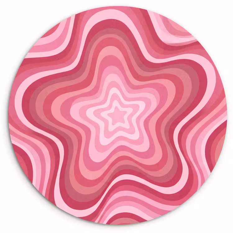 Ster - Golvend - Abstract - Roze Wandcirkel kunststof plaat 5mm dik klein -3d