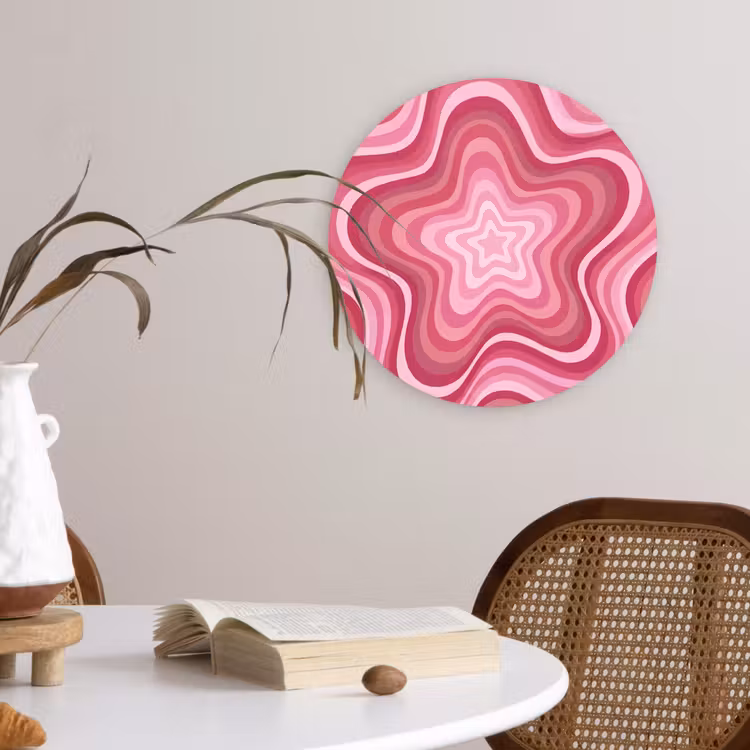 Ster - Golvend - Abstract - Roze Wandcirkel kunststof plaat 5mm dik klein -sfeer4