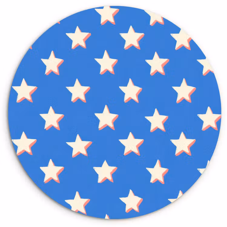 Sterren - Patroon - Blauw Wandcirkel kunststof plaat 5mm dik klein 188 -3d