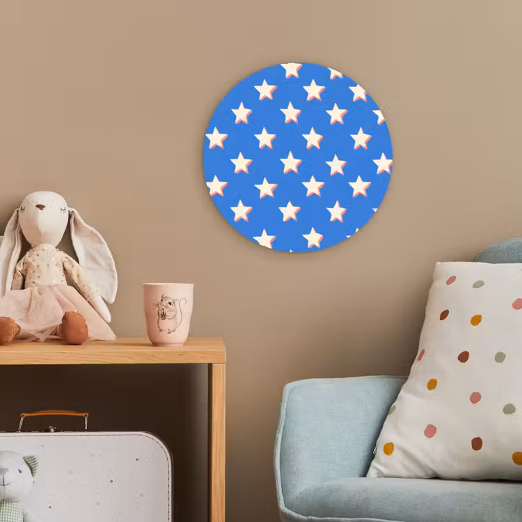 Sterren - Patroon - Blauw Wandcirkel kunststof plaat 5mm dik klein 188 -tsfeer1_kind