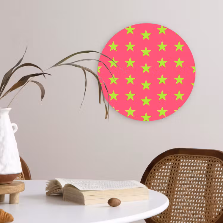 Sterren - Patroon - Roze Wandcirkel kunststof plaat 5mm dik klein 188 -sfeer4
