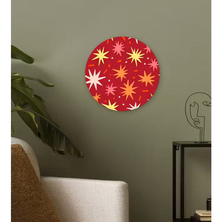 Sterren - Speels - Rood Wandcirkel kunststof plaat 5mm dik klein 188 -sfeer3