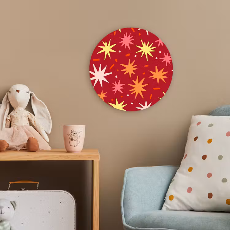 Sterren - Speels - Rood Wandcirkel kunststof plaat 5mm dik klein 188 -tsfeer1_kind