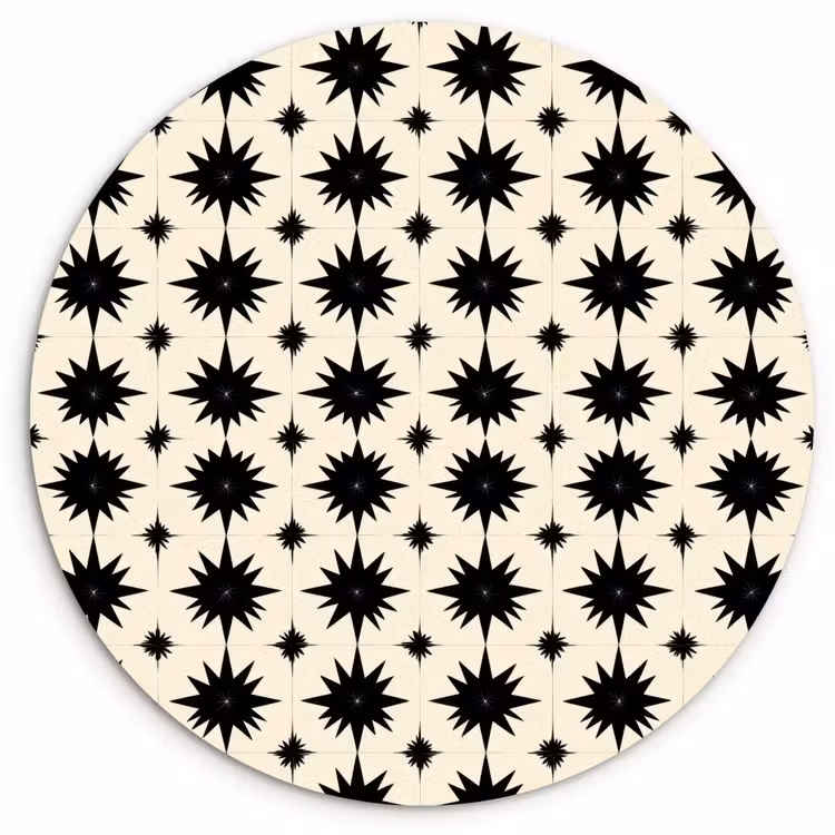 Stervormen - Geometrisch - Zwart Wandcirkel kunststof plaat 5mm dik klein 188 -3d