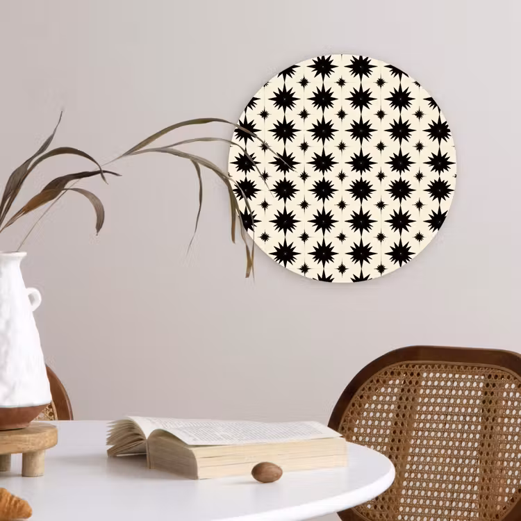 Stervormen - Geometrisch - Zwart Wandcirkel kunststof plaat 5mm dik klein 188 -sfeer4