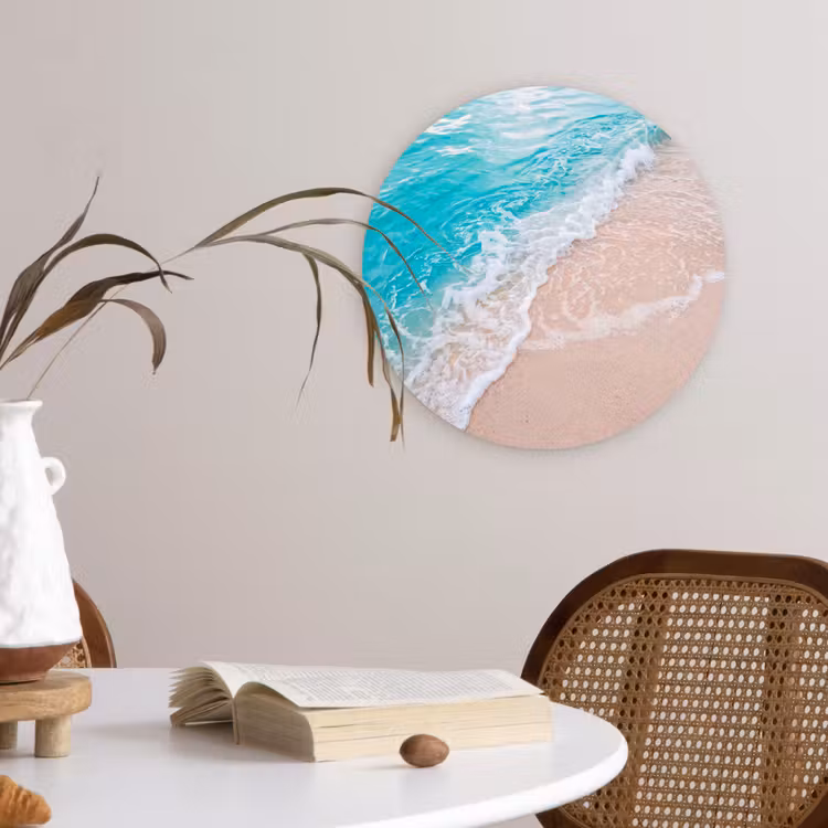 Strand - Zee - Golf - Natuur - Blauw Wandcirkel kunststof plaat 5mm dik klein -sfeer4