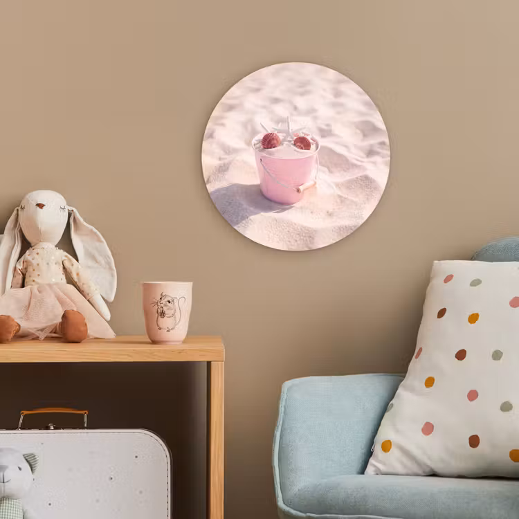 Strand - Schelpen - Zomer - Roze - Decoratie Wandcirkel kunststof plaat 5mm dik klein -tsfeer1_kind