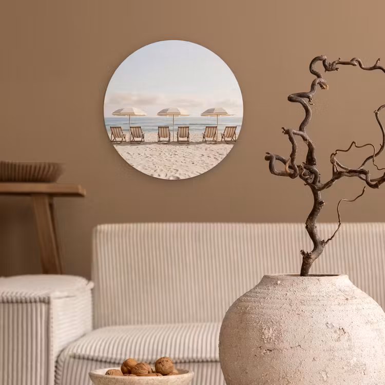 Strand - Stoelen - Parasol Wandcirkel kunststof plaat 5mm dik klein -sfeer1
