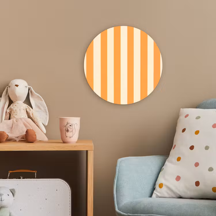 Strepen - Patroon - Oranje Wandcirkel kunststof plaat 5mm dik klein 188 -tsfeer1_kind