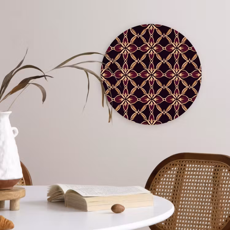 Symmetrisch - Tegel - Burgundy Wandcirkel kunststof plaat 5mm dik klein 188 -sfeer4